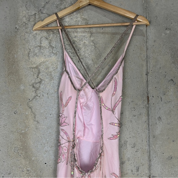 Vintage Sean collection, baby doll, pink rhinestone spaghetti strap prom dress - Picture 5 of 14